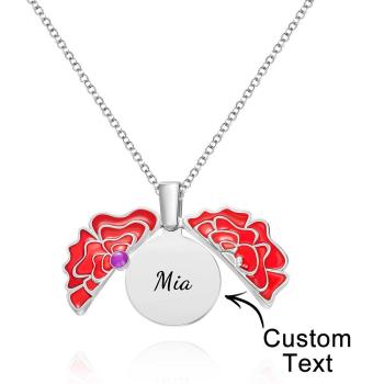 Collier Gravé Personnalisé Rose Romantique Cadeaux Uniques - votrecollierprenomfr