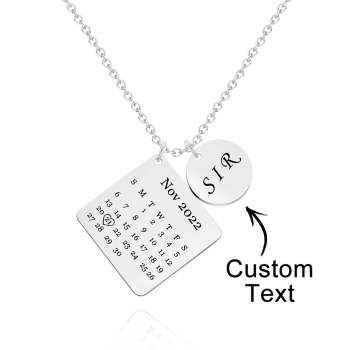Collier Gravé Personnalisé Calendrier De Date Personnalisé Cadeaux Commémoratifs - votrecollierprenomfr