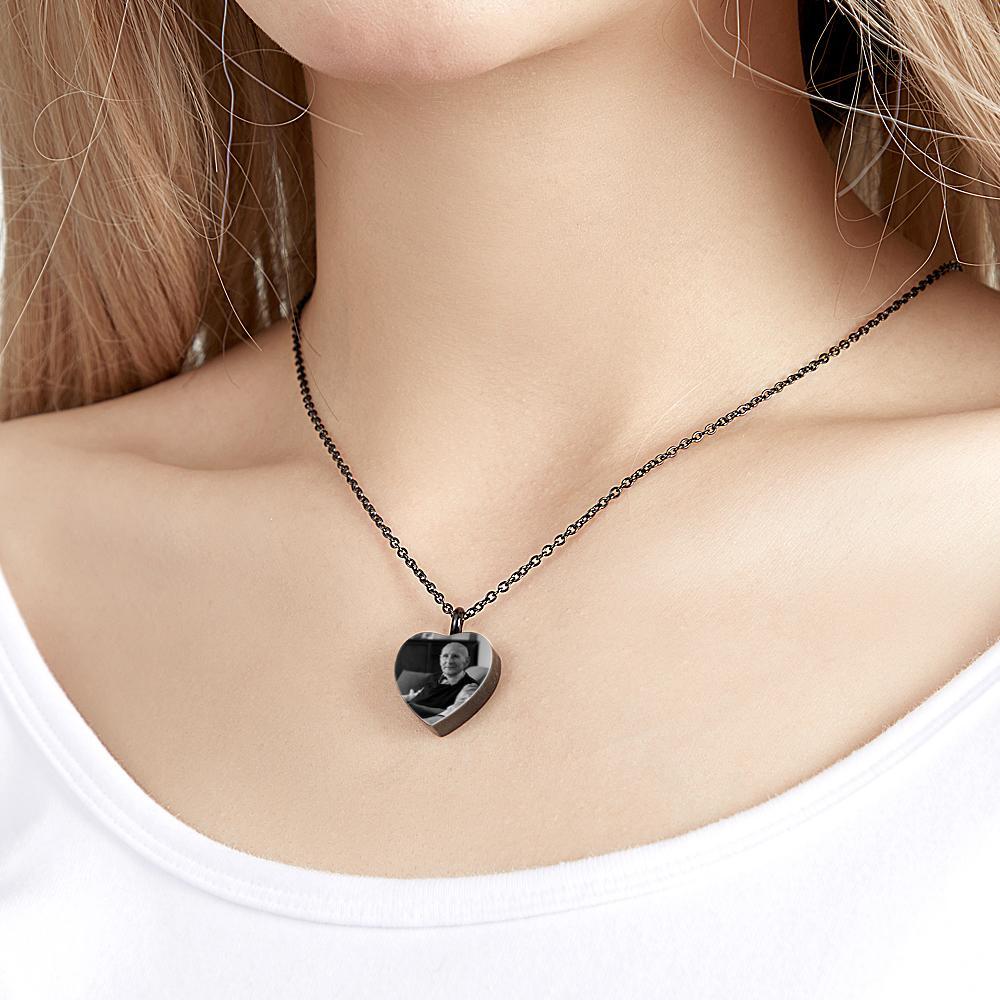 Collier Photo Gravé Personnalisé Cendres Coeur Cadeaux - votrecollierprenomfr