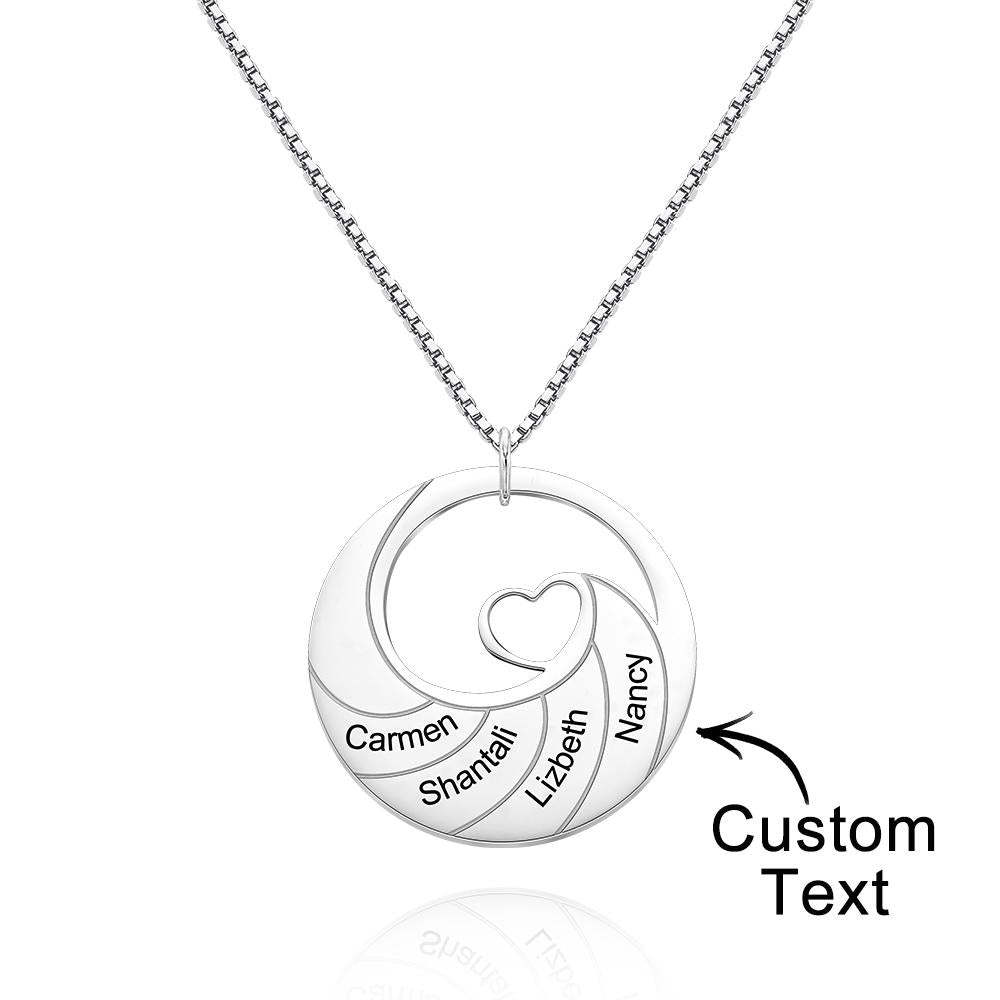 Collier Gravé Personnalisé Rond Spirale Coeur Cadeaux Simples - votrecollierprenomfr