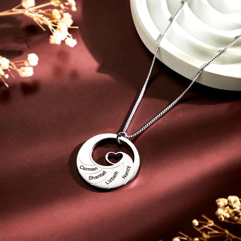 Collier Gravé Personnalisé Rond Spirale Coeur Cadeaux Simples - votrecollierprenomfr