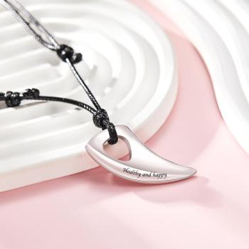 Collier Gravé Personnalisé Collier Pendentif Dents De Loup Cadeau Pour Homme - votrecollierprenomfr