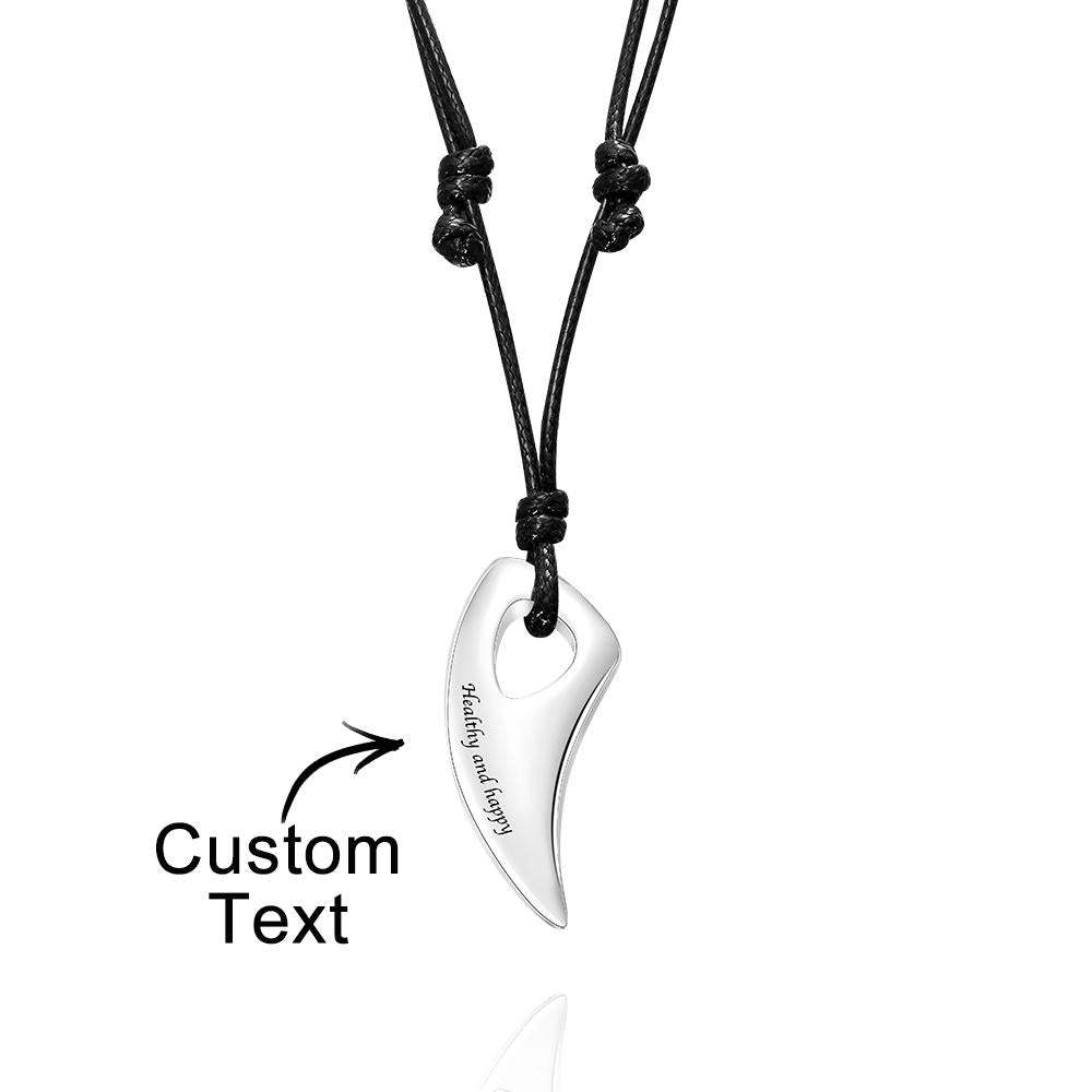 Collier Gravé Personnalisé Collier Pendentif Dents De Loup Cadeau Pour Homme - votrecollierprenomfr