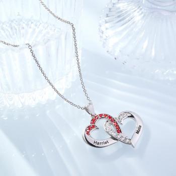 Collier Gravé Personnalisé Coeur Entrelacé Cadeaux De Conception - votrecollierprenomfr
