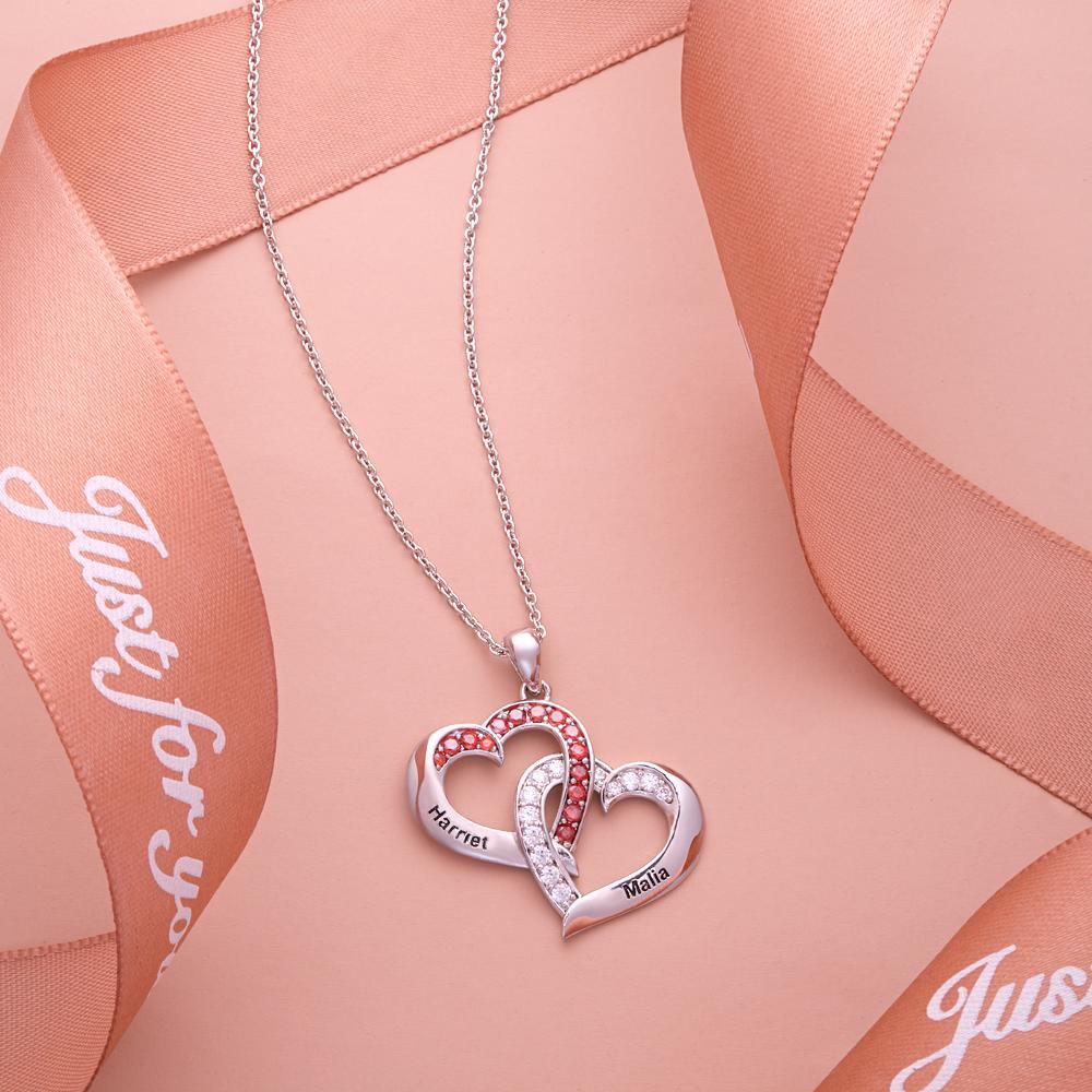 Collier Gravé Personnalisé Coeur Entrelacé Cadeaux De Conception - votrecollierprenomfr