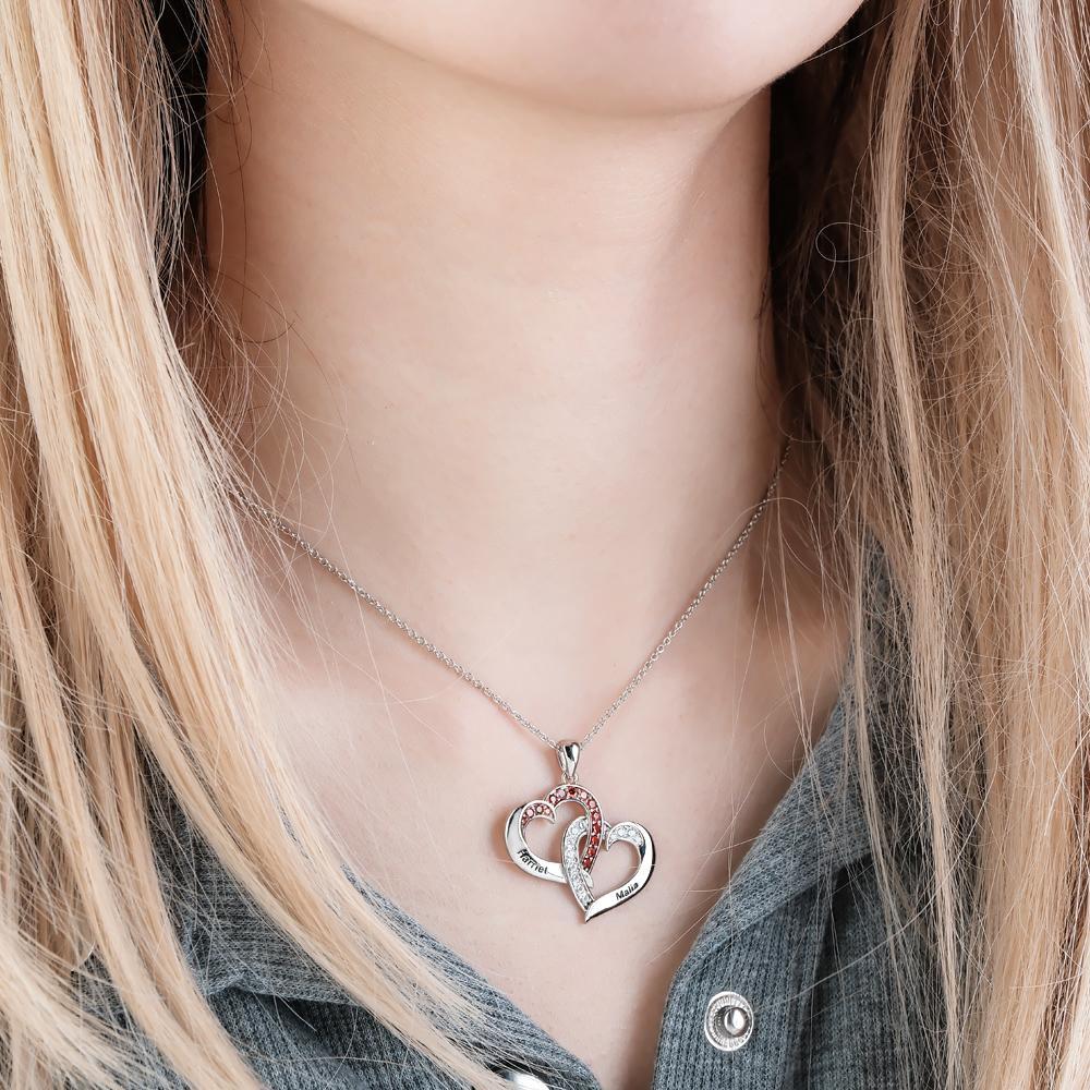 Collier Gravé Personnalisé Coeur Entrelacé Cadeaux De Conception - votrecollierprenomfr