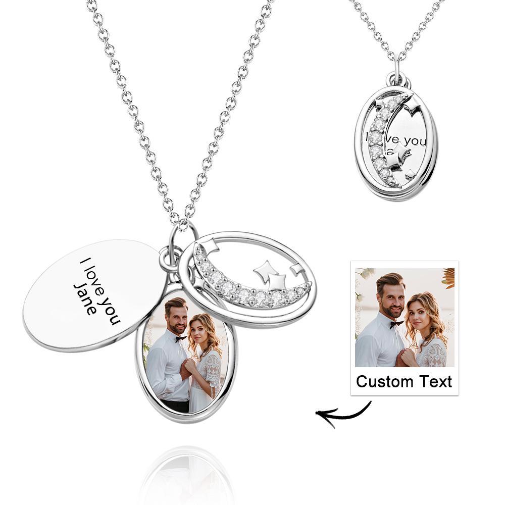 Collier Gravé Photo Personnalisée Cadeaux Strass Étoile Multicouche - votrecollierprenomfr