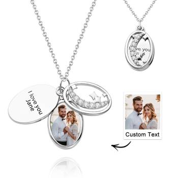 Collier Gravé Photo Personnalisée Cadeaux Strass Étoile Multicouche - votrecollierprenomfr