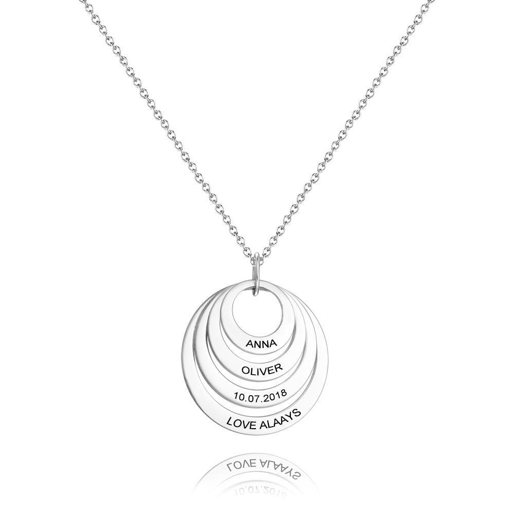 Personalized Four Disc Engraved Name Necklace Silver
