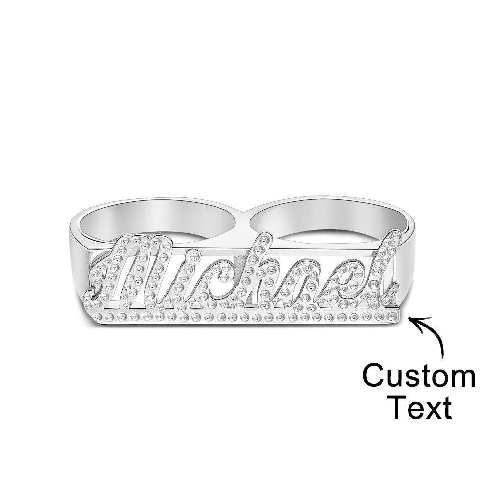 Bague Personnalisée À Deux Doigts Pour Hommes, Bague Double Bande, Cadeau Pour Lui - votrecollierprenomfr