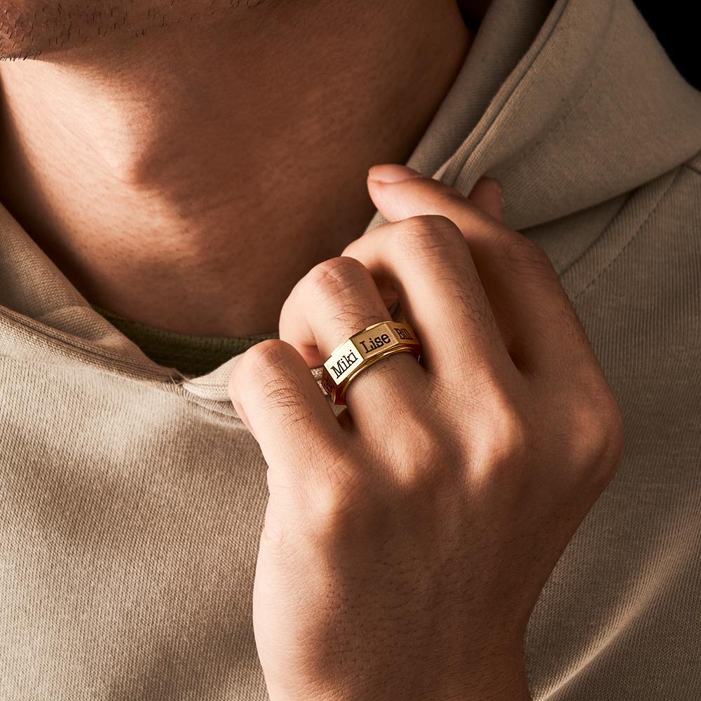 Bague Gravable Norse Viking Anneaux Rotatifs Pour Hommes - votrecollierprenomfr