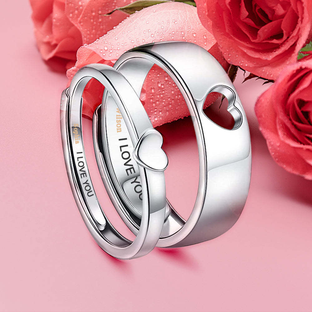 Bagues De Couple Personnalisées Avec Nom, Bague De Fiançailles, De Mariage, Cadeaux De Saint-valentin - votrecollierprenomfr