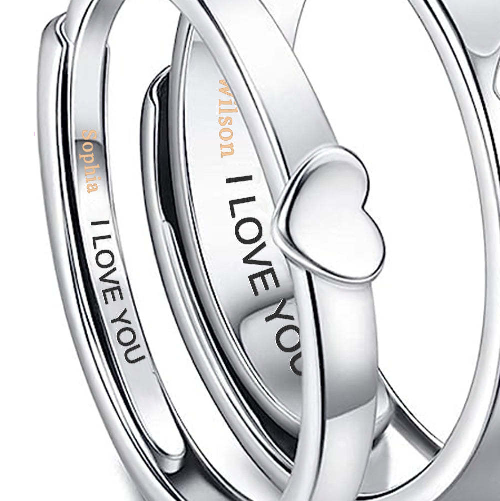 Bagues De Couple Personnalisées Avec Nom, Bague De Fiançailles, De Mariage, Cadeaux De Saint-valentin - votrecollierprenomfr