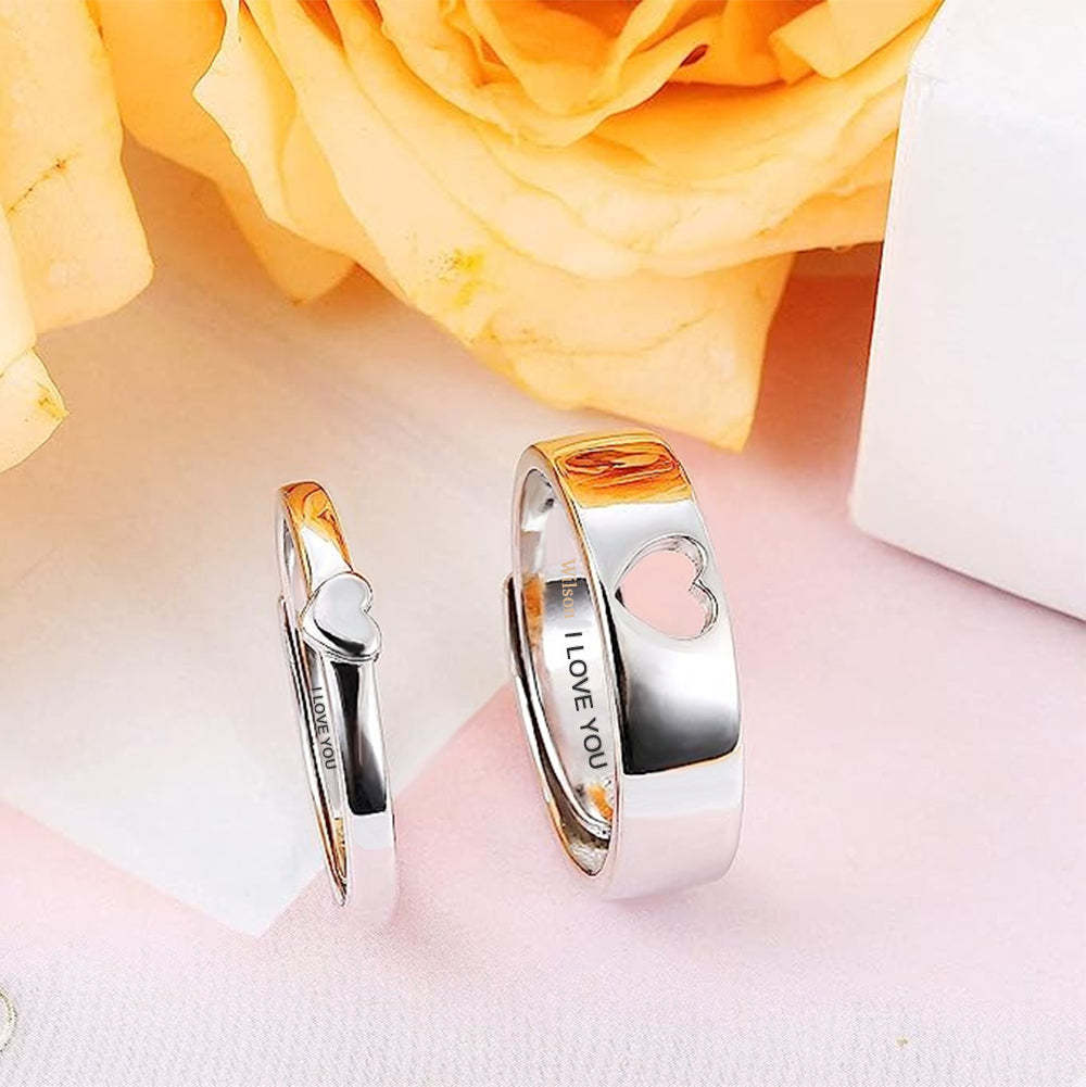 Bagues De Couple Personnalisées Avec Nom, Bague De Fiançailles, De Mariage, Cadeaux De Saint-valentin - votrecollierprenomfr