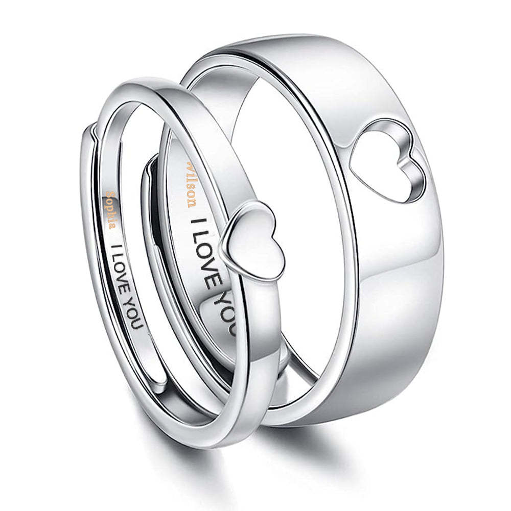 Bagues De Couple Personnalisées Avec Nom, Bague De Fiançailles, De Mariage, Cadeaux De Saint-valentin - votrecollierprenomfr