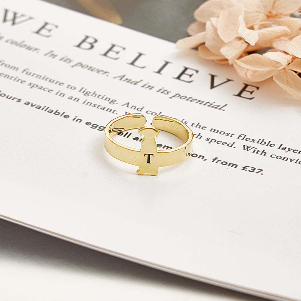 Bague Personnalisée Pour Animaux De Compagnie, Anneau Réglable Avec Initiale Gravée, Bijoux Commémoratifs Pour Animaux De Compagnie, Cadeau Pour Amoureux Des Animaux De Compagnie - votrecollierprenomfr