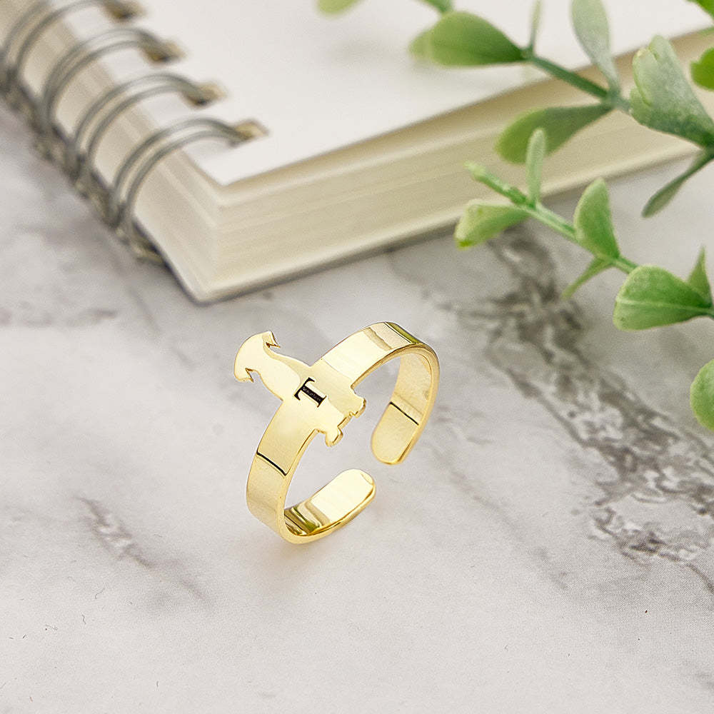 Bague Personnalisée Pour Animaux De Compagnie, Anneau Réglable Avec Initiale Gravée, Bijoux Commémoratifs Pour Animaux De Compagnie, Cadeau Pour Amoureux Des Animaux De Compagnie - votrecollierprenomfr