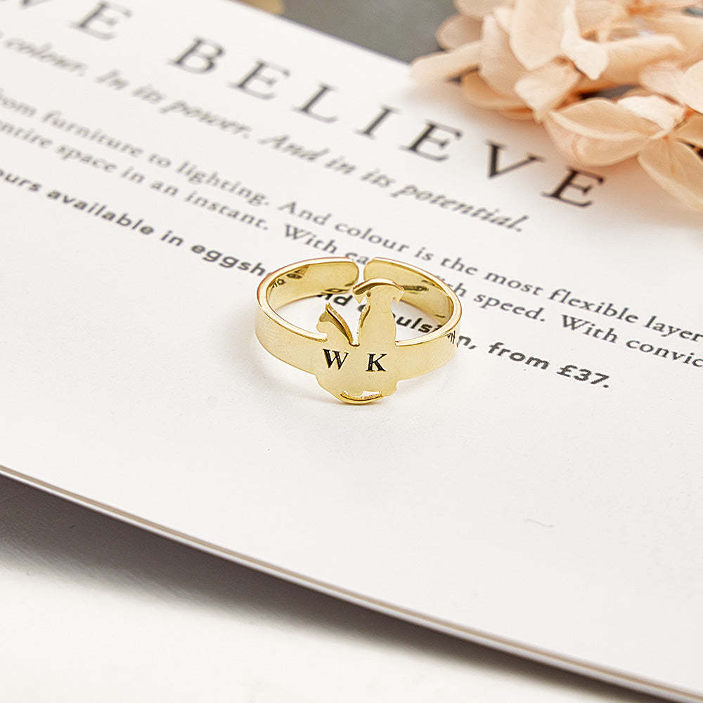 Bague Personnalisée Pour Animaux De Compagnie, Anneau Réglable Avec Initiale Gravée, Bijoux Commémoratifs Pour Animaux De Compagnie, Cadeau Pour Amoureux Des Animaux De Compagnie - votrecollierprenomfr