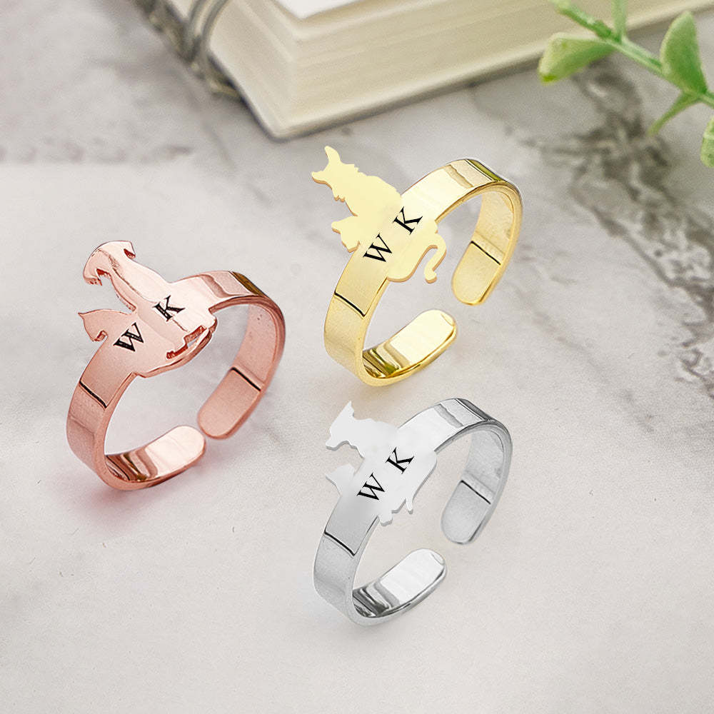 Bague Personnalisée Pour Animaux De Compagnie, Anneau Réglable Avec Initiale Gravée, Bijoux Commémoratifs Pour Animaux De Compagnie, Cadeau Pour Amoureux Des Animaux De Compagnie - votrecollierprenomfr
