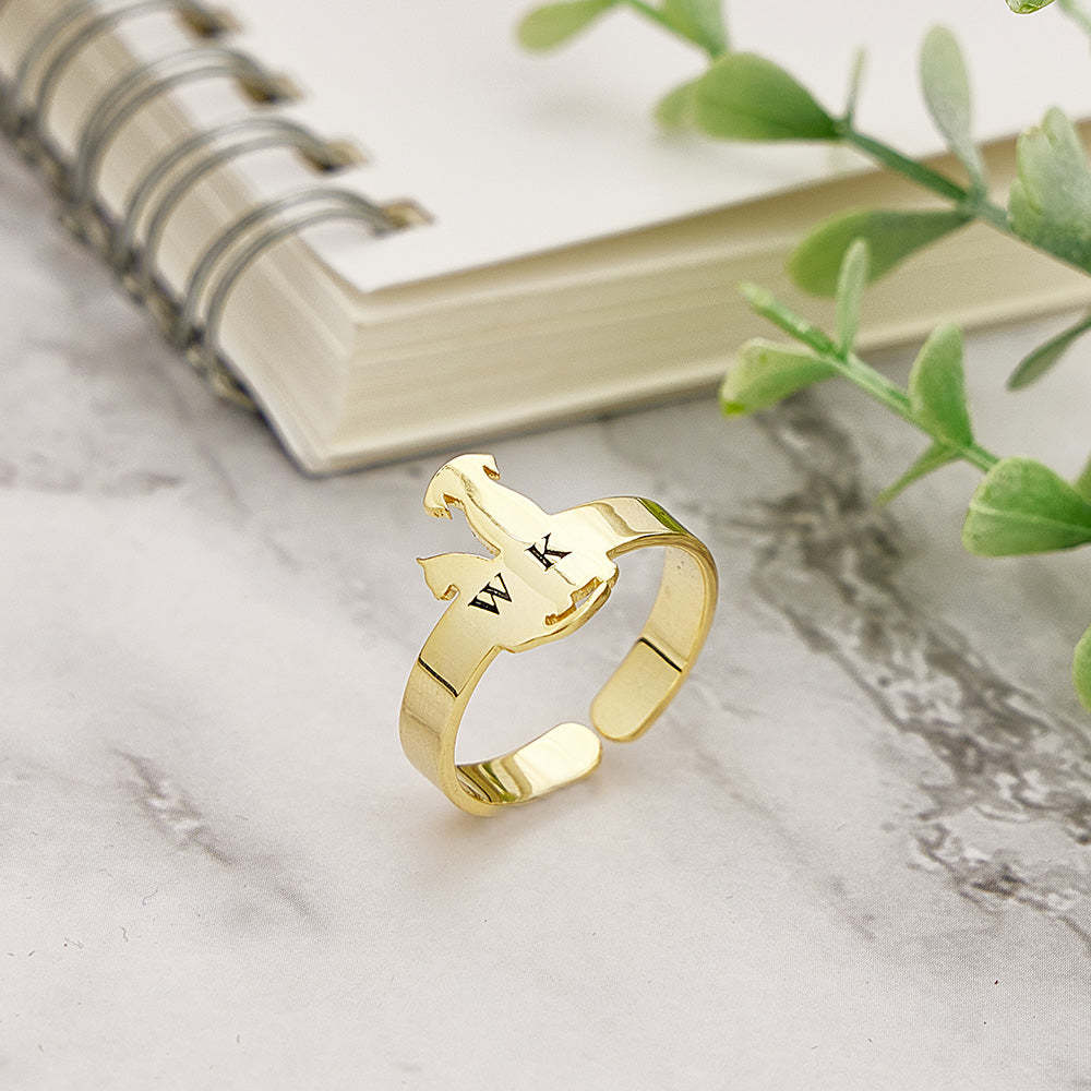 Bague Personnalisée Pour Animaux De Compagnie, Anneau Réglable Avec Initiale Gravée, Bijoux Commémoratifs Pour Animaux De Compagnie, Cadeau Pour Amoureux Des Animaux De Compagnie - votrecollierprenomfr