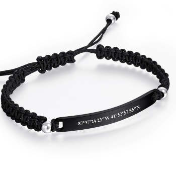 Cadeaux Personnalisés De Bracelet Tressé Avec Coordonnées De Latitude Et De Longitude Pour Lui - votrecollierprenomfr