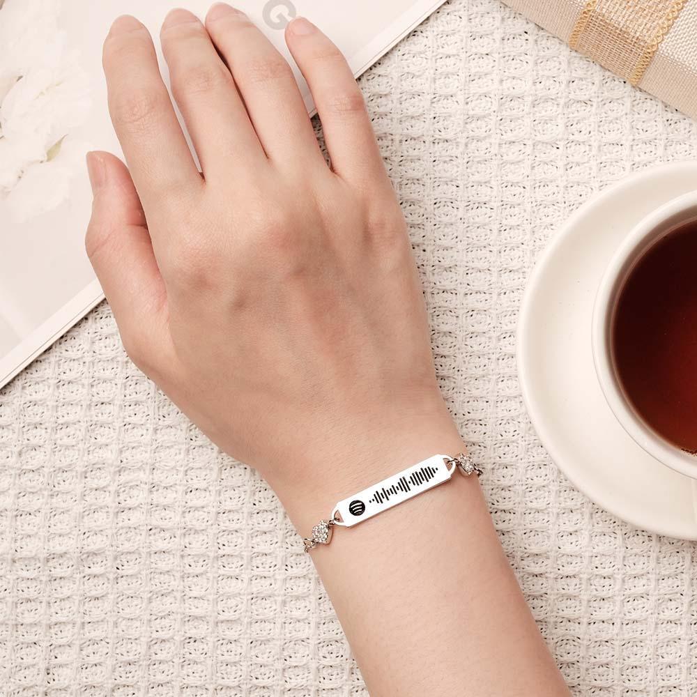 Cadeaux Créatifs En Métal De Coeur De Diamant De Bracelet De Code Spotify Scannable Personnalisé - votrecollierprenomfr