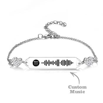 Cadeaux Créatifs En Métal De Coeur De Diamant De Bracelet De Code Spotify Scannable Personnalisé - votrecollierprenomfr