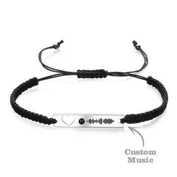 Cadeaux De Couple De Corde Tressée Par Bracelet De Code Spotify Scannable Personnalisé - votrecollierprenomfr