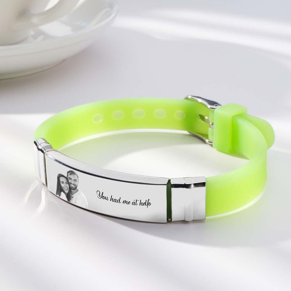 Bracelets Gravés Avec Photo Incolore Personnalisée, Cadeaux De Couple Doux - votrecollierprenomfr