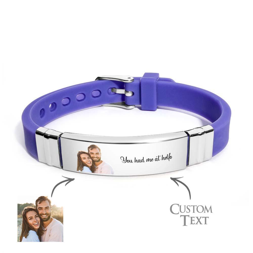 Bracelets Gravés Avec Photo Couleur Personnalisée, Cadeaux De Couple Doux - votrecollierprenomfr