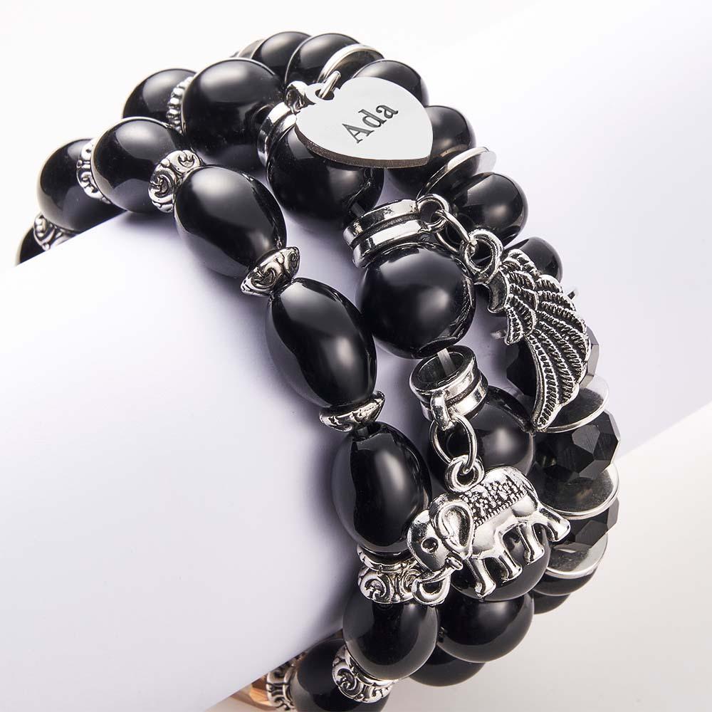 Bracelet Gravé Personnalisé, Style Bohème, Cadeaux Rétro De Plage - votrecollierprenomfr