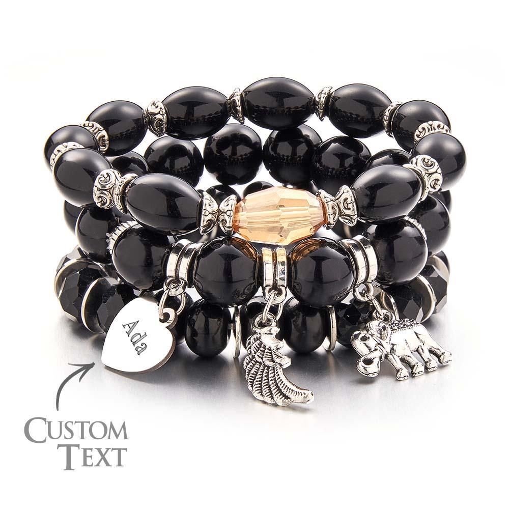 Bracelet Gravé Personnalisé, Style Bohème, Cadeaux Rétro De Plage - votrecollierprenomfr