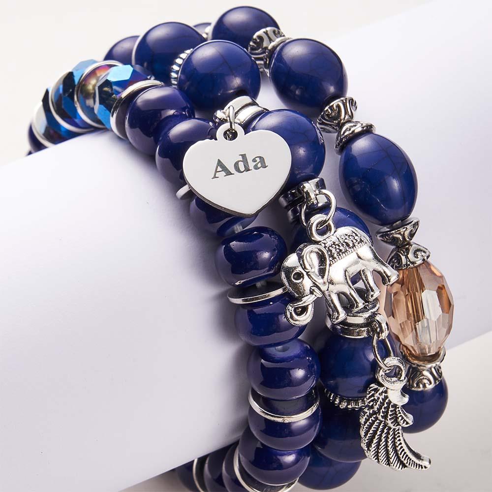 Bracelet Gravé Personnalisé, Style Bohème, Cadeaux Rétro De Plage - votrecollierprenomfr