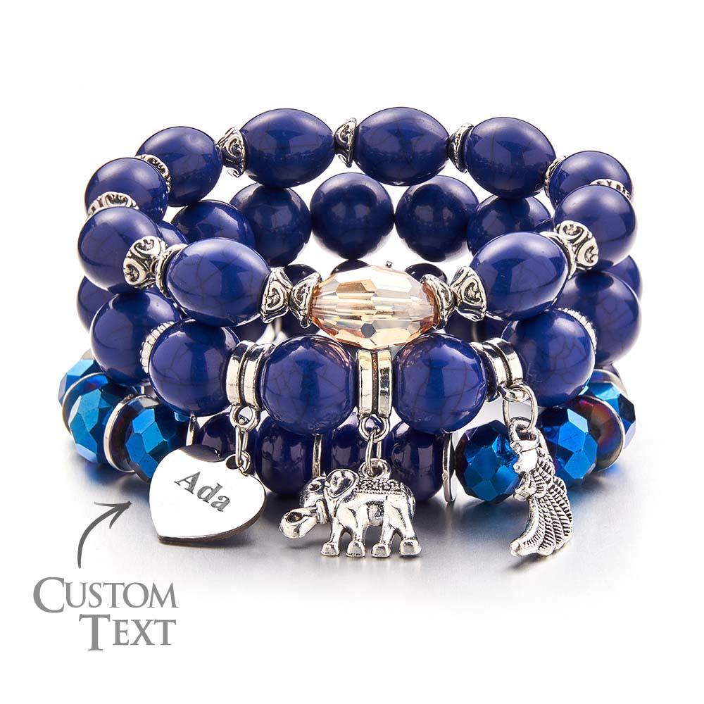 Bracelet Gravé Personnalisé, Style Bohème, Cadeaux Rétro De Plage - votrecollierprenomfr