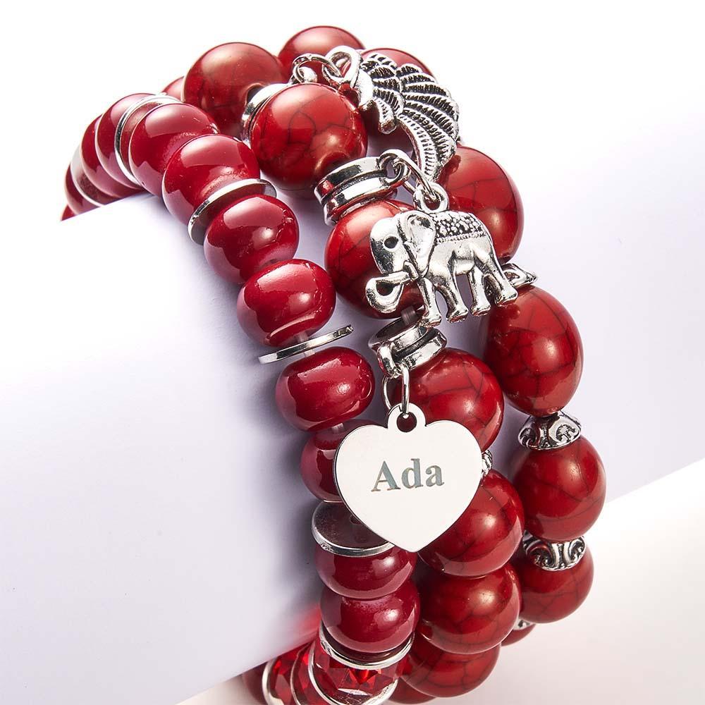 Bracelet Gravé Personnalisé, Style Bohème, Cadeaux Rétro De Plage - votrecollierprenomfr
