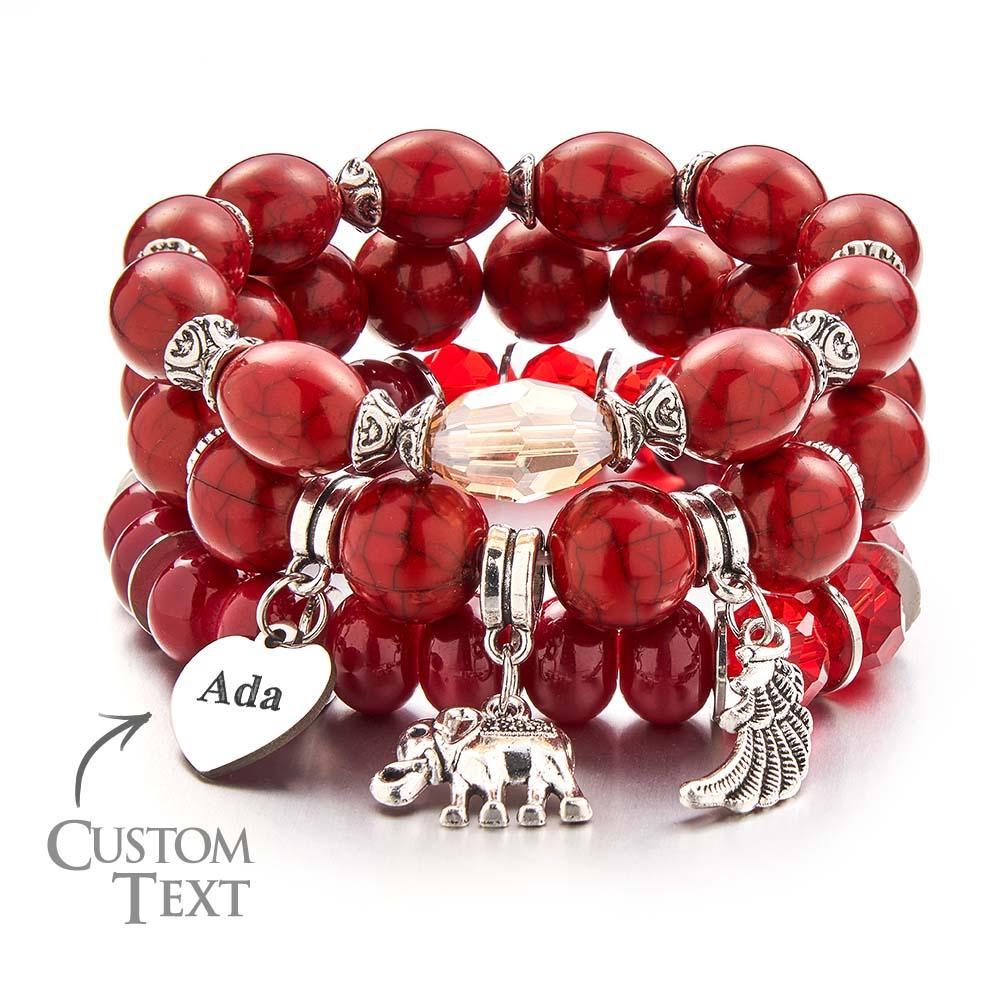 Bracelet Gravé Personnalisé, Style Bohème, Cadeaux Rétro De Plage - votrecollierprenomfr