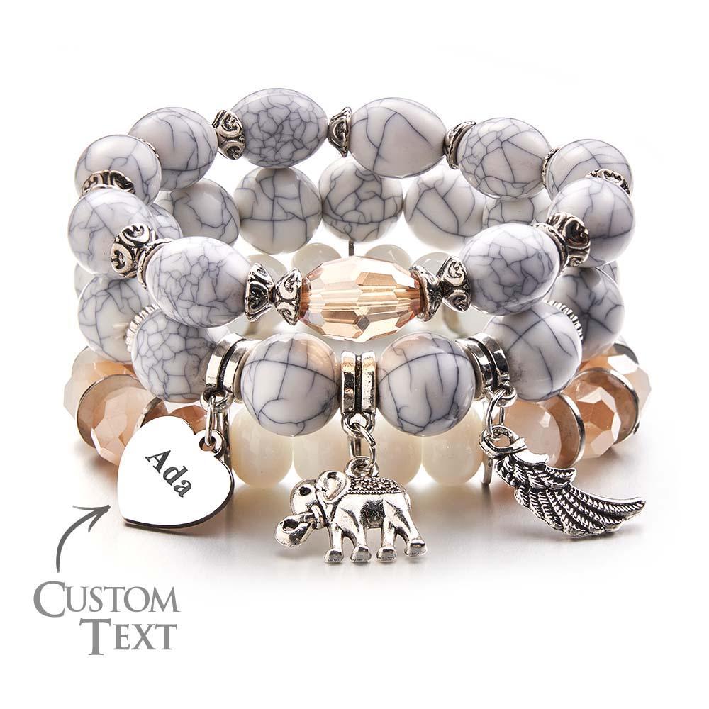 Bracelet Gravé Personnalisé, Style Bohème, Cadeaux Rétro De Plage - votrecollierprenomfr