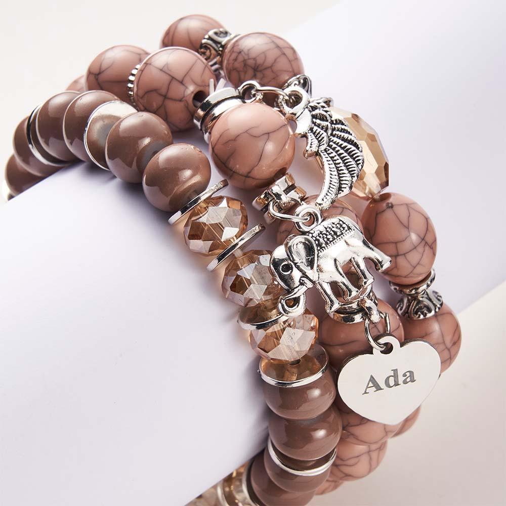 Bracelet Gravé Personnalisé, Style Bohème, Cadeaux Rétro De Plage - votrecollierprenomfr