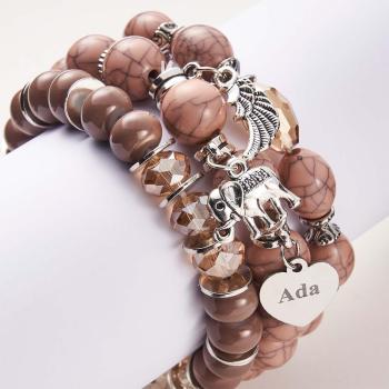 Bracelet Gravé Personnalisé, Style Bohème, Cadeaux Rétro De Plage - votrecollierprenomfr