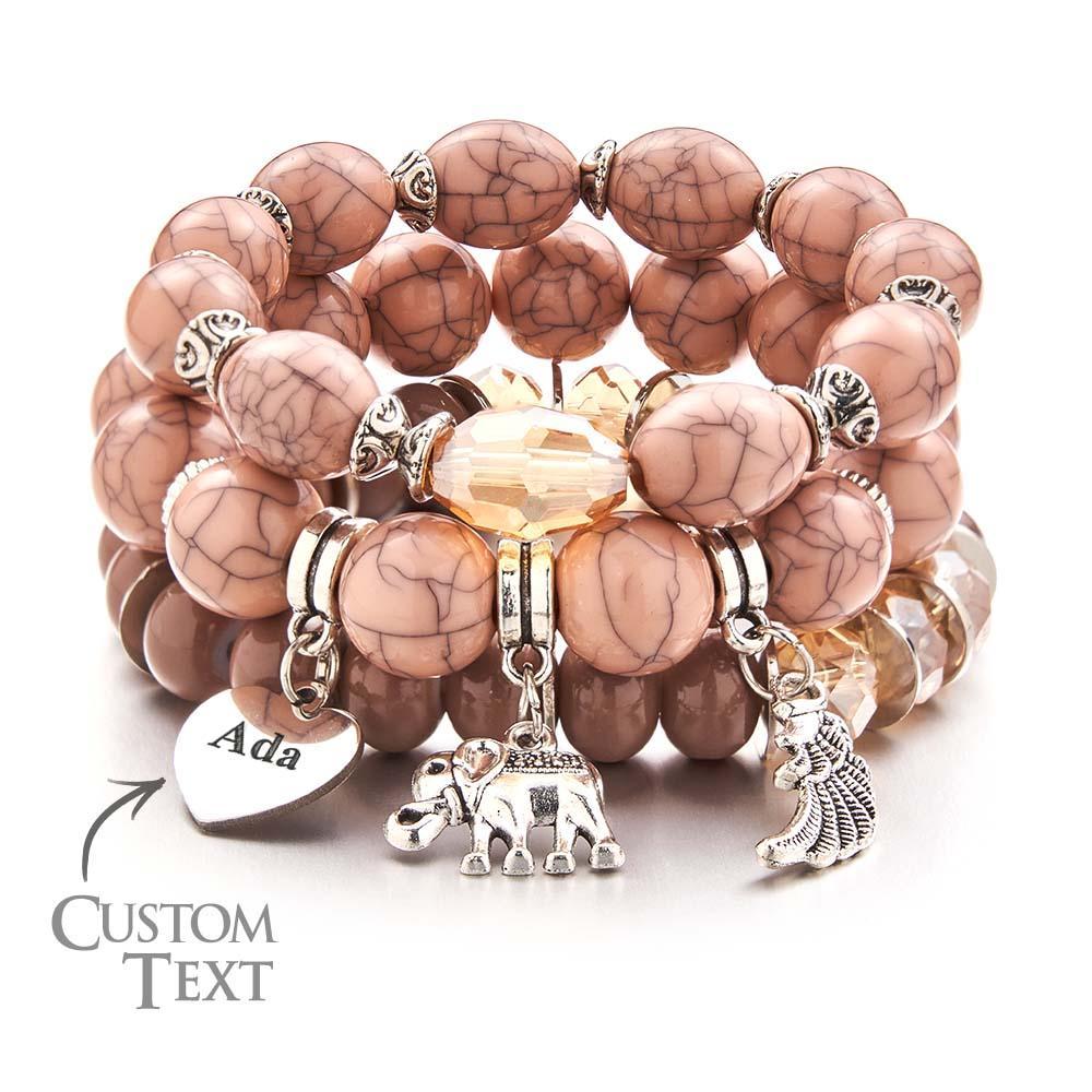 Bracelet Gravé Personnalisé, Style Bohème, Cadeaux Rétro De Plage - votrecollierprenomfr
