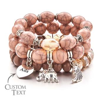 Bracelet Gravé Personnalisé, Style Bohème, Cadeaux Rétro De Plage - votrecollierprenomfr