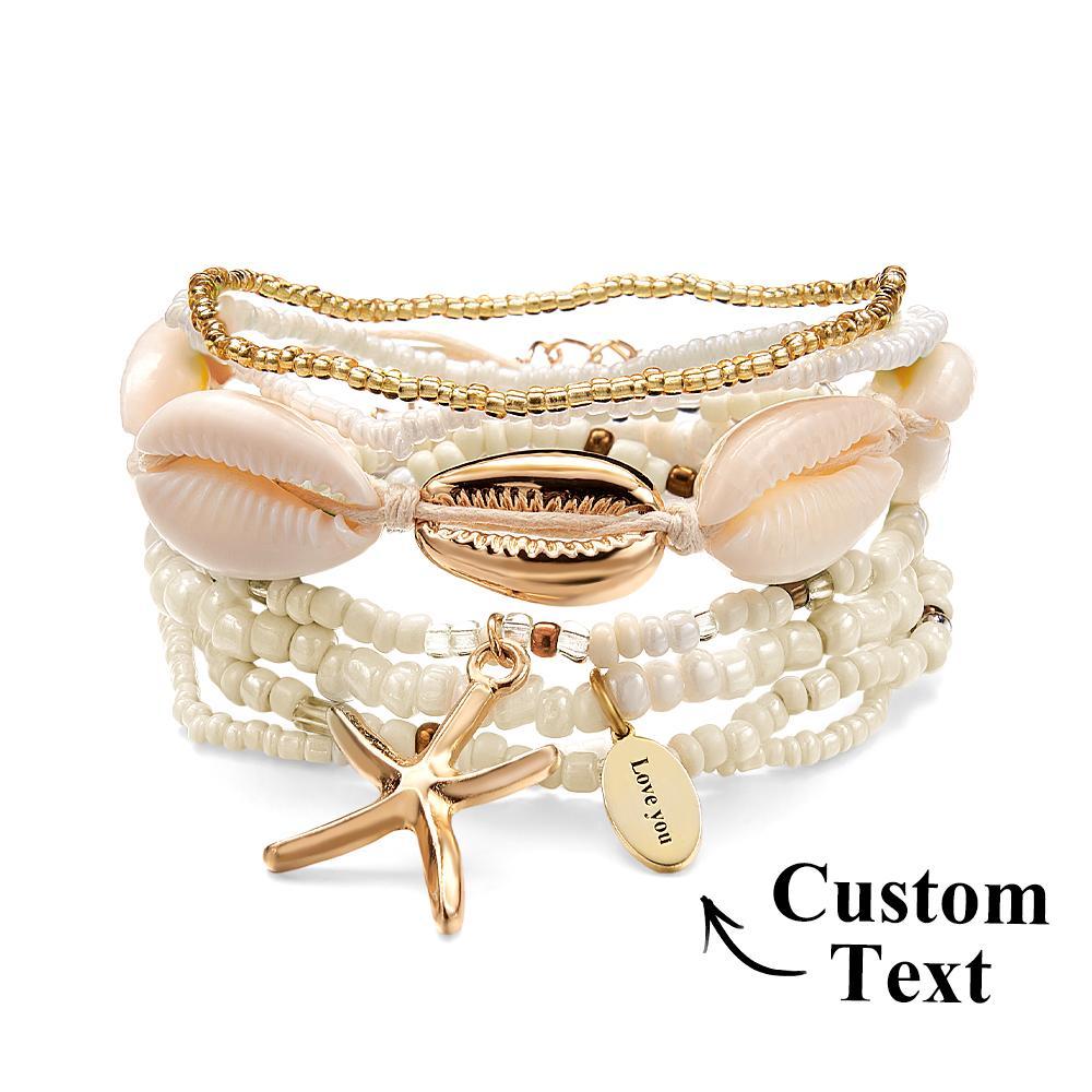 Nom Personnalisé Bracelet Beach Shell Boho Cadeau Pour Elle - votrecollierprenomfr
