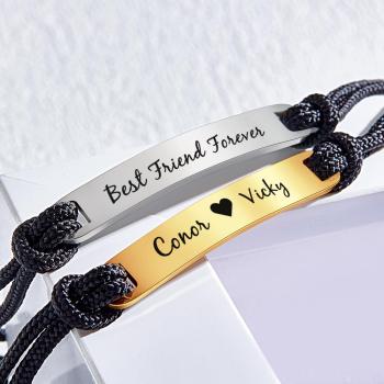 Cadeau De Bracelet De Couples Gravé Personnalisé Pour Cadeau De Mariage - votrecollierprenomfr