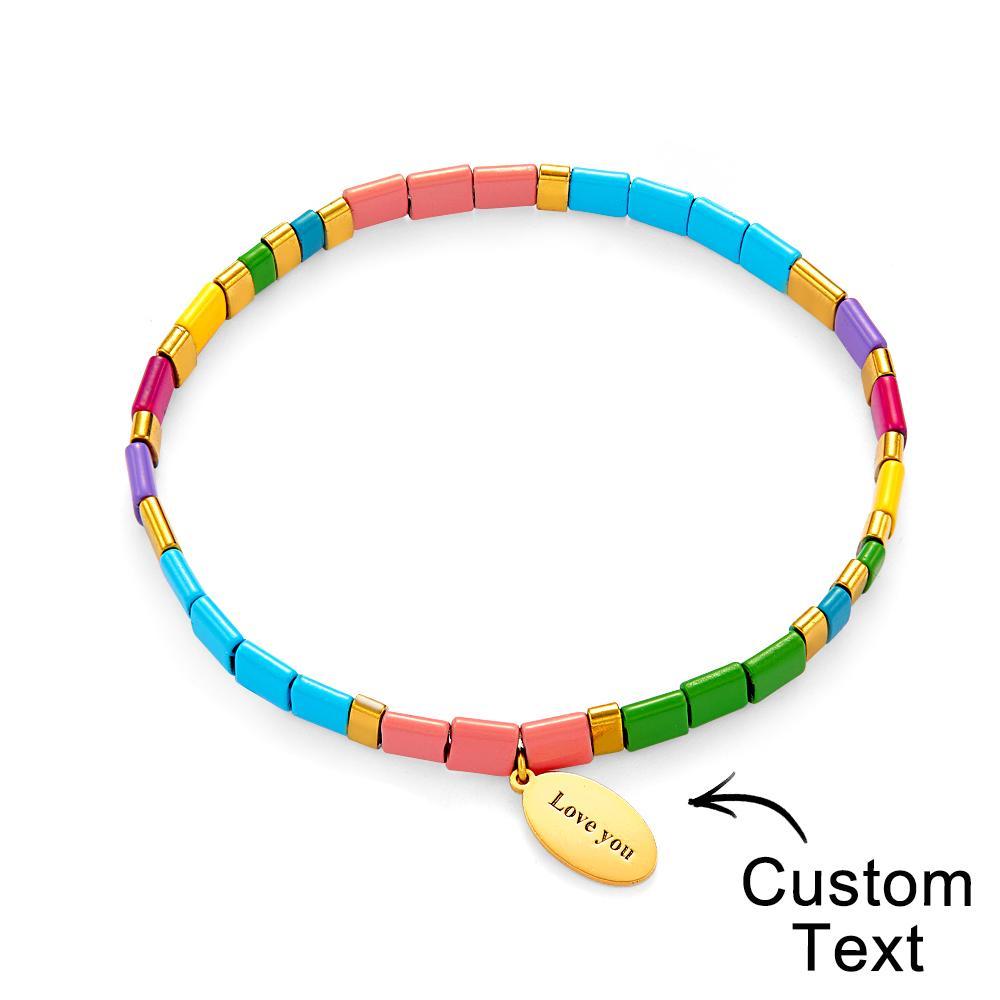 Bracelet De Perles Tila Avec Texte Personnalisé, Vintage, À La Mode, Cadeau - votrecollierprenomfr
