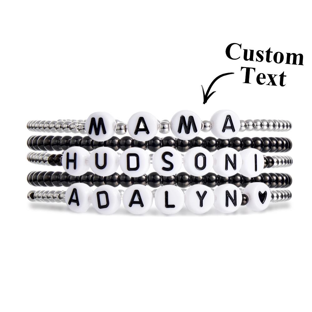 Bracelet Avec Nom Personnalisé, Pile De Perles, Cadeau À La Mode - votrecollierprenomfr