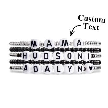 Bracelet Avec Nom Personnalisé, Pile De Perles, Cadeau À La Mode - votrecollierprenomfr