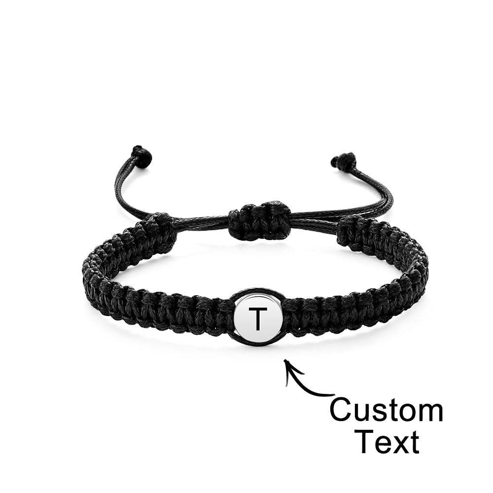 Bracelets Initiaux Personnalisés Gravés, Corde Tressée, Cadeau Pour Amoureux - votrecollierprenomfr