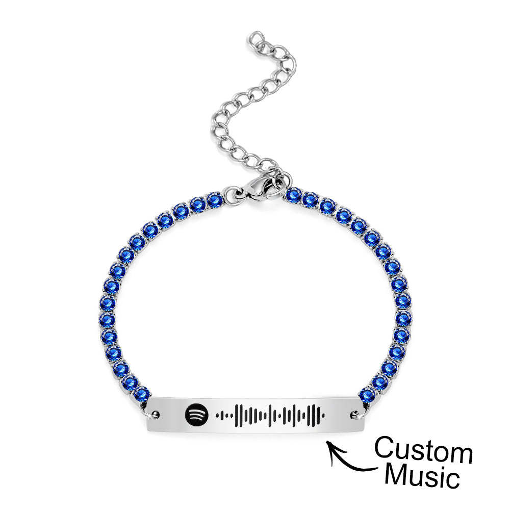 Bracelet De Tennis À Code Spotify Scannable Personnalisé Barre Gravée Unique Tous Les Diamants Bracelet Cadeau Pour Elle - votrecollierprenomfr