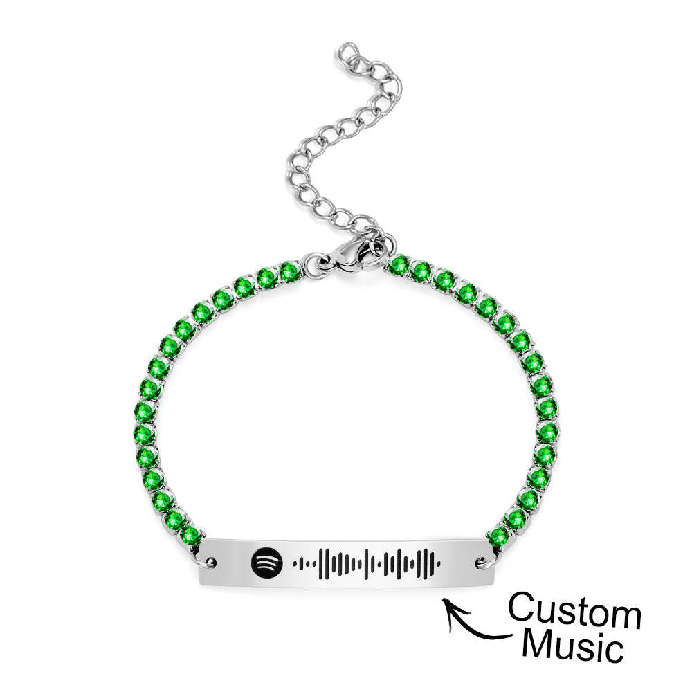 Bracelet De Tennis À Code Spotify Scannable Personnalisé Barre Gravée Unique Tous Les Diamants Bracelet Cadeau Pour Elle - votrecollierprenomfr