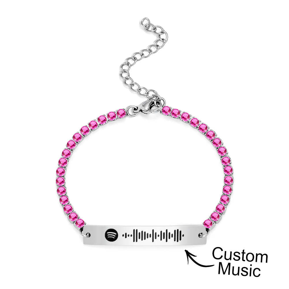 Bracelet De Tennis À Code Spotify Scannable Personnalisé Barre Gravée Unique Tous Les Diamants Bracelet Cadeau Pour Elle - votrecollierprenomfr